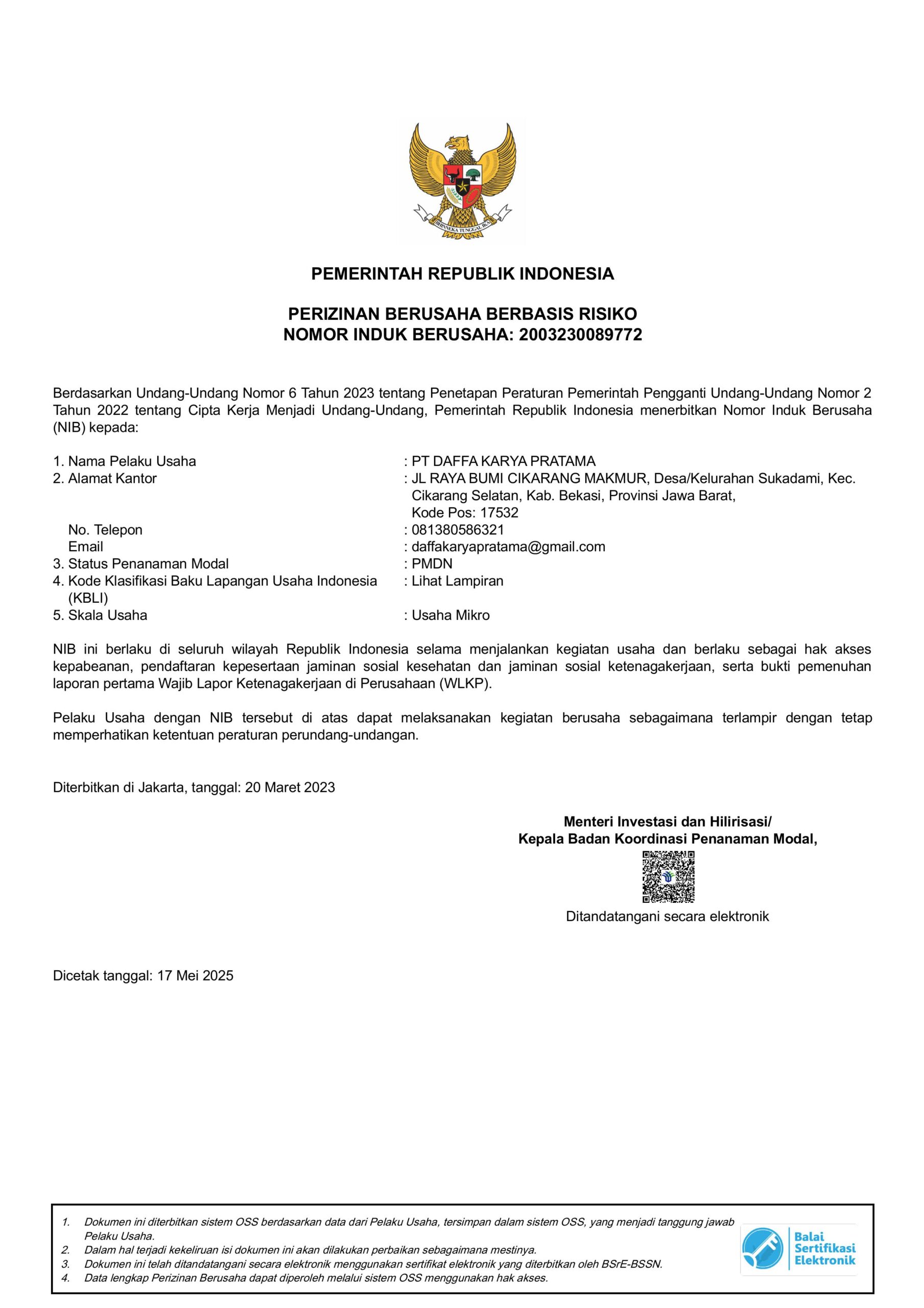 NIB PT DAFFA KARYA PRATAMA-images-0 NIB PT DAFFA KARYA PRATAMA-images-0